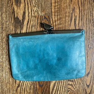 Hobo International teal leather clutch